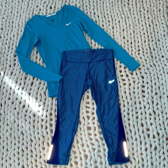 Nike Pants & Jumpsuits Nike Pro Outfit In Blue Poshmark